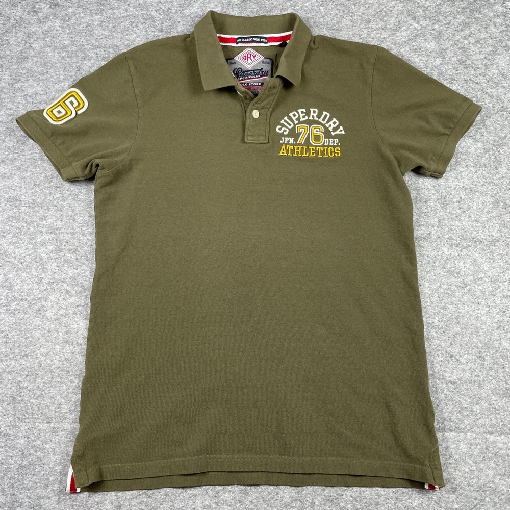 Superdry Polo Shirt Mens XXL Green Athletics 76 Pique Short Sleeve
